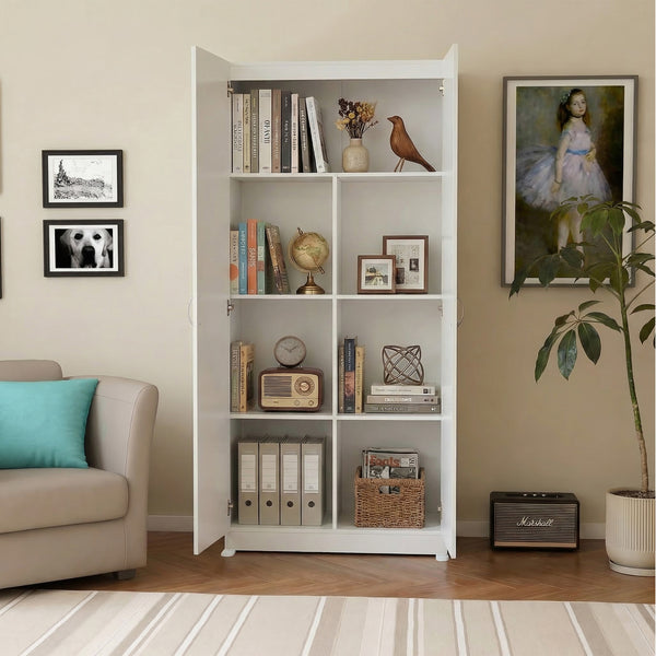 CONCETTA 71 inch Wooden Storage Cabinet, Freestanding Cupboard, 4-Tier Home Organizer for Kitchen, Living Room, Bedroom, Pantry