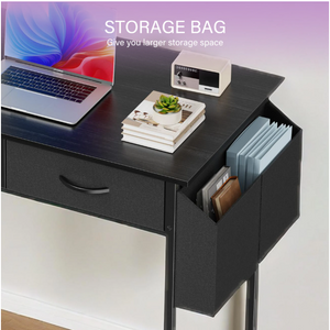 32/48 inch Small Desk with Fabric Drawers for Adult, Vanity Desk with Storage for Bedroom, Black