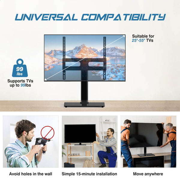 CONCETTA Universal Swivel TV Stand, Adjustable Table Top TV Stand Mount for 26¨C55 inch TVs, Max VESA 400x400mm£¬Holds up to 99 lbs