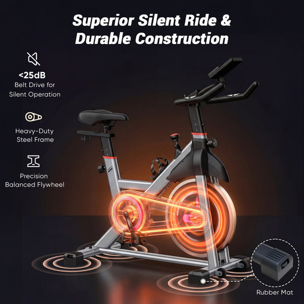 CONCETTA Exercise Bike for Home Gym, Stationary Indoor Cycling Bike, Low Noise Cardio Workout Equipment with Adjustable Resistance