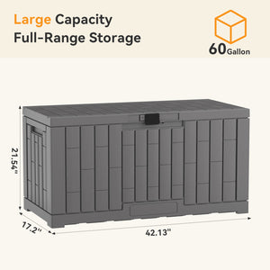 CONCETTA 60-Gallon Waterproof Deck Box, UV-Resistant Resin Outdoor Storage, Lockable Wide-Opening Lid, Garden Patio Storage Bench