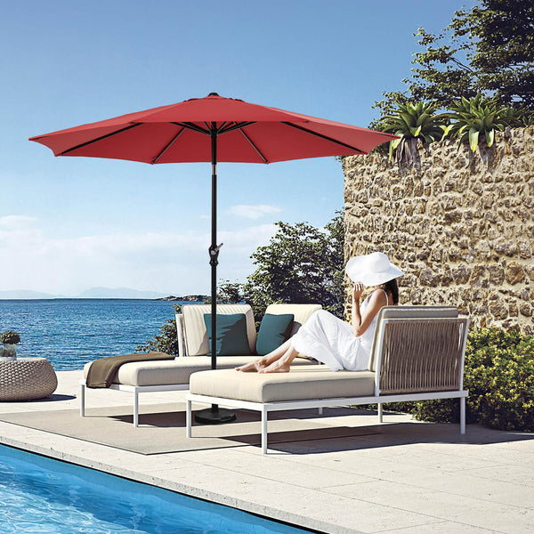 CONCETTA 9FT Patio Umbrella with Push Button Tilt and Crank,  with 8 Sturdy Ribs,Outdoor Umbrella, Pool Umbrella, for Market, Terrace, Beach, Outdoor Restaurant