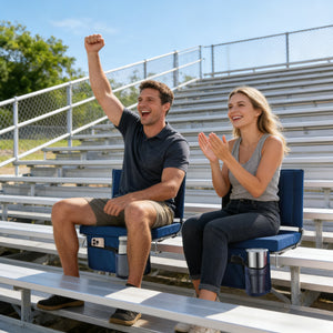 CONCETTA Stadium Seats with Back Support, 350 LBS Weight Capacity Thick Padded Bleacher Chair with Cup Holder, Storage Pocket, Padded Shoulder Strap & Built-in Handle for Sports Events