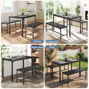 CONCETTA 3-Piece Dining Table Set with 1 Table,2 benches,Space-Saving Small Dining Set for 2–4 People for Apartment, Daily Meals & Bistro