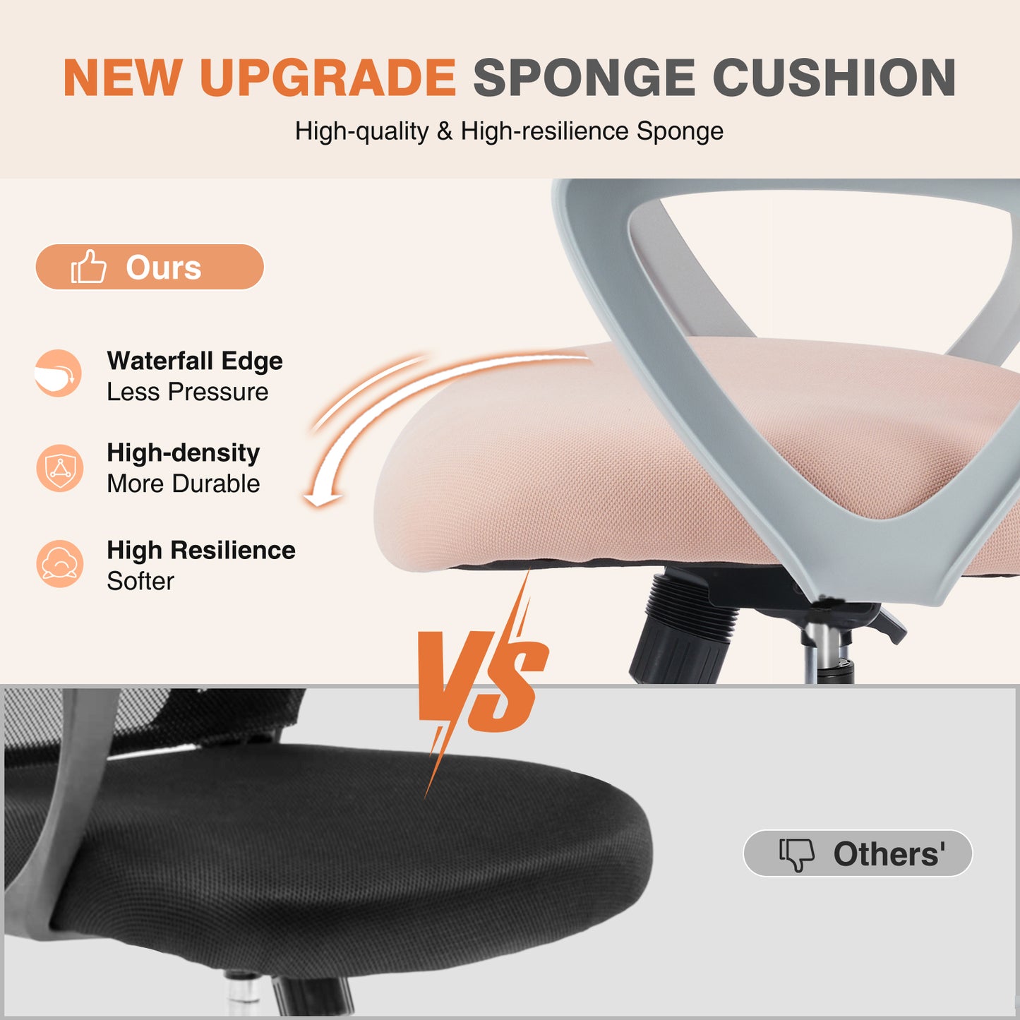 CONCETTA Ergonomic Office Home Desk Mesh Fixed Armrest