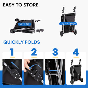 CONCETTA 3-Wheel Foldable and Waterproof Pet Stroller - Jogger Stroller for Small and Medium Dogs and Cats with Cup Holder and Removable Liner