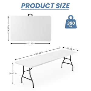 CONCETTA Outdoor Indoor Portable Folding Table, Heavy Duty Foldable Table, Carrying Handle for Camping Picnic