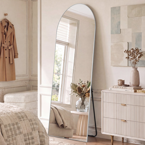 CONCETTA Arched Full Length Mirror, Full Body Standing Mirror Hanging Leaning for Home, Silver