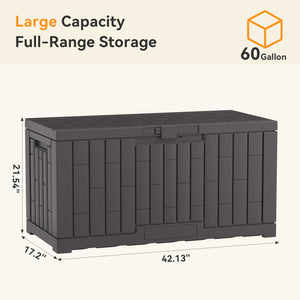 CONCETTA 60-Gallon Waterproof Deck Box, UV-Resistant Resin Outdoor Storage, Lockable Wide-Opening Lid, Garden Patio Storage Bench