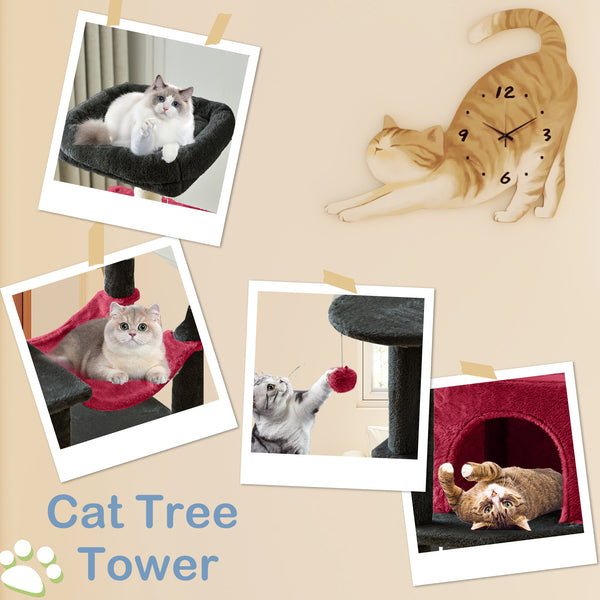 CONCETTA 44in Multi Level Cat Tree Tower,Cat Scratching Posts with Large Top Perch and Hammock