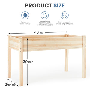 CONCETTA Elevated Wooden Garden Bed with Legs, 48x24x30in Planter Box with Liner for Herbs, Flowers, Veggies, 300lbs Capacity, Perfect for Patio, Balcony, Backyard