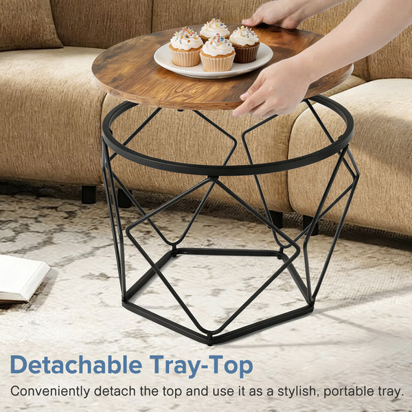CONCETTA Small Round Coffee Table Set of 2, Nesting Side Tables for Living Room or Bedroom, Modern Accent End Tables