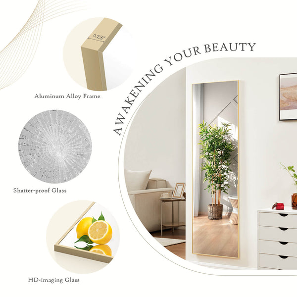 CONCETTA 71"x30" Arched Full Body Mirror Floor Mirror Standing Hanging or Leaning Wall with Stand Aluminum Alloy Thin Frame