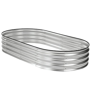 CONCETTA Galvanized Raised Garden Bed Kit with Safe Rubber Edging, Oval Metal Planter Box for Vegetables, Flowers, Herbs for Outdoor Gardening