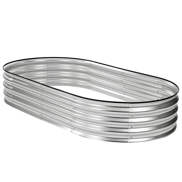 CONCETTA Galvanized Raised Garden Bed Kit with Safe Rubber Edging, Oval Metal Planter Box for Vegetables, Flowers, Herbs for Outdoor Gardening