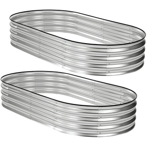 CONCETTA Galvanized Raised Garden Bed Kit with Safe Rubber Edging, Oval Metal Planter Box for Vegetables, Flowers, Herbs for Outdoor Gardening