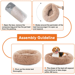 CONCETTA Dog Bed-Soft and Comfortable, Washable, Donut Shape, Multiple Sizes, Suitable for Cats and Dogs and Other Pets