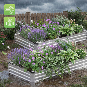SHOUFTW Galvanized Rectangular Raised Garden Bed, Outdoor Metal Planter Box with Rust-Resistant Steel, Easy to Assemble, Ideal for Vegetables, Flowers & Herbs
