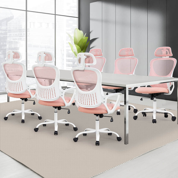 CONCETTA Ergonomic office chair - high back with wheels, adjustable headrest and flip-up armrests for bedroom, study, living room, office