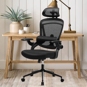 Ergonomic High Back Office Chair with Adjustable Lumbar Support, Headrest for Adults, Grey