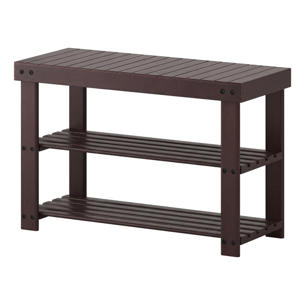 CONCETTA Bamboo Shoe Rack & Bench, 3-Tier 280 lb Capacity Storage Organizer for Entryway, Living Room, Balcony