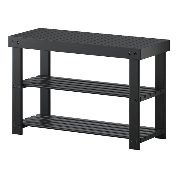 CONCETTA Bamboo Shoe Rack & Bench, 3-Tier 280 lb Capacity Storage Organizer for Entryway, Living Room, Balcony