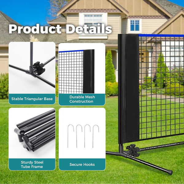 CONCETTA Badminton & Small Pickleball Net - 3/4.2/5.2M Widths, Adjustable 85-153cm Height, Foldable with Carry Bag for Backyard/Indoor/Outdoor Games