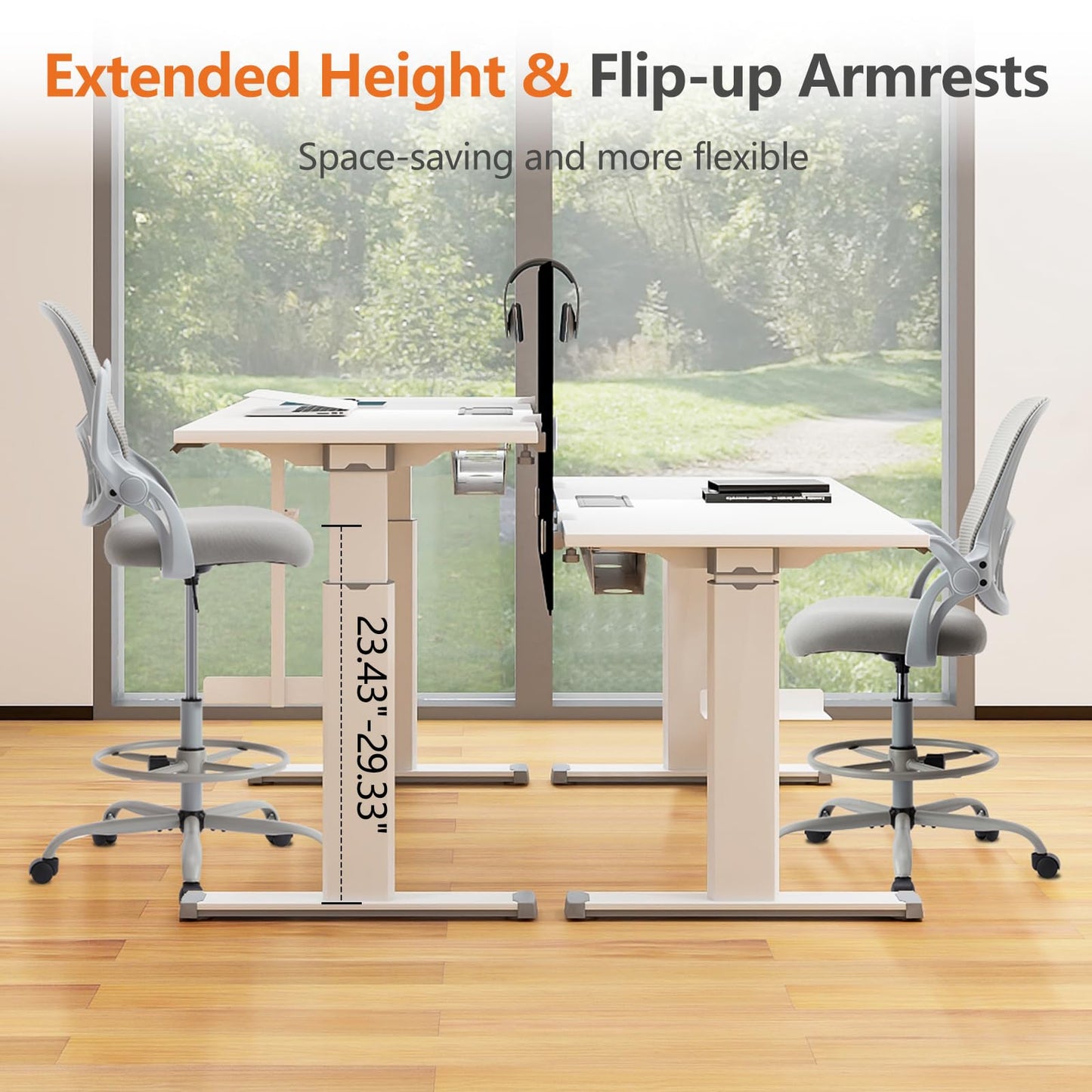 CONCETTA Ergonomic Office Home Desk Mesh Fixed Armrest