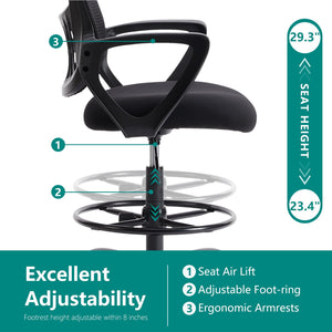 JOINSUN Ergonomic Office Home Desk Mesh Fixed Armrest