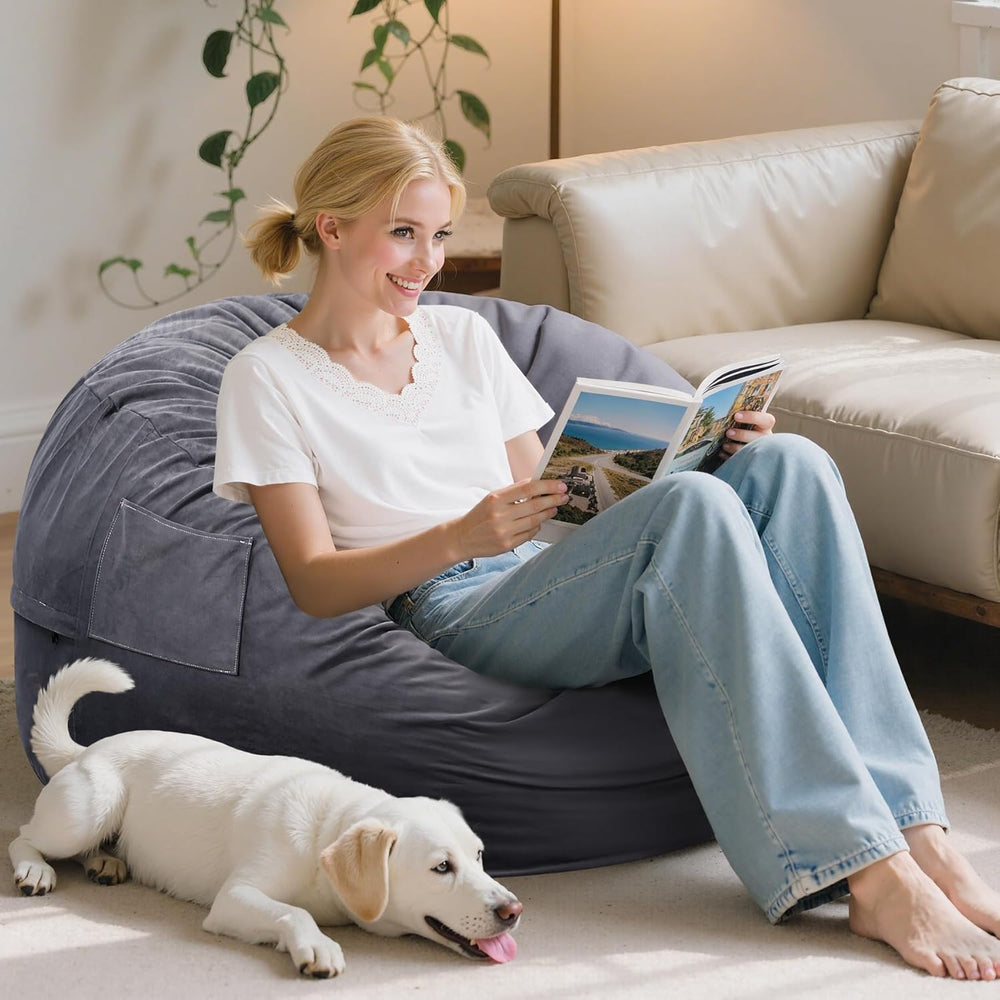 Bean Bag Chairs, 3Ft Bean Bags for Kids Teens, Large Beanbag Chair with Memory Foam Filled and Soft Removable Washable Cover, Comfy Sofa for Living Room Bedroom Dorm