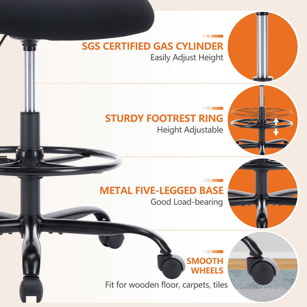 JOINSUN Ergonomic Office Home Desk Mesh Fixed Armrest