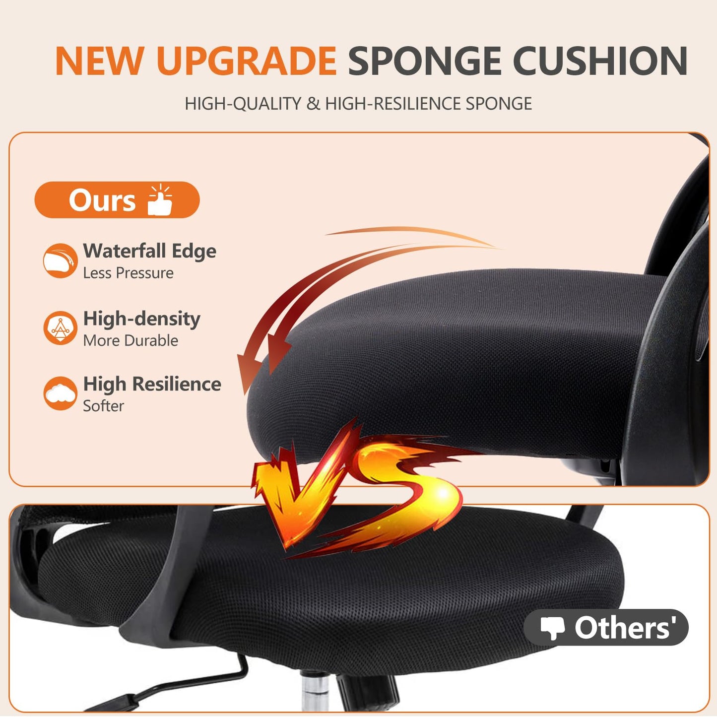 CONCETTA Ergonomic Office Home Desk Mesh Fixed Armrest