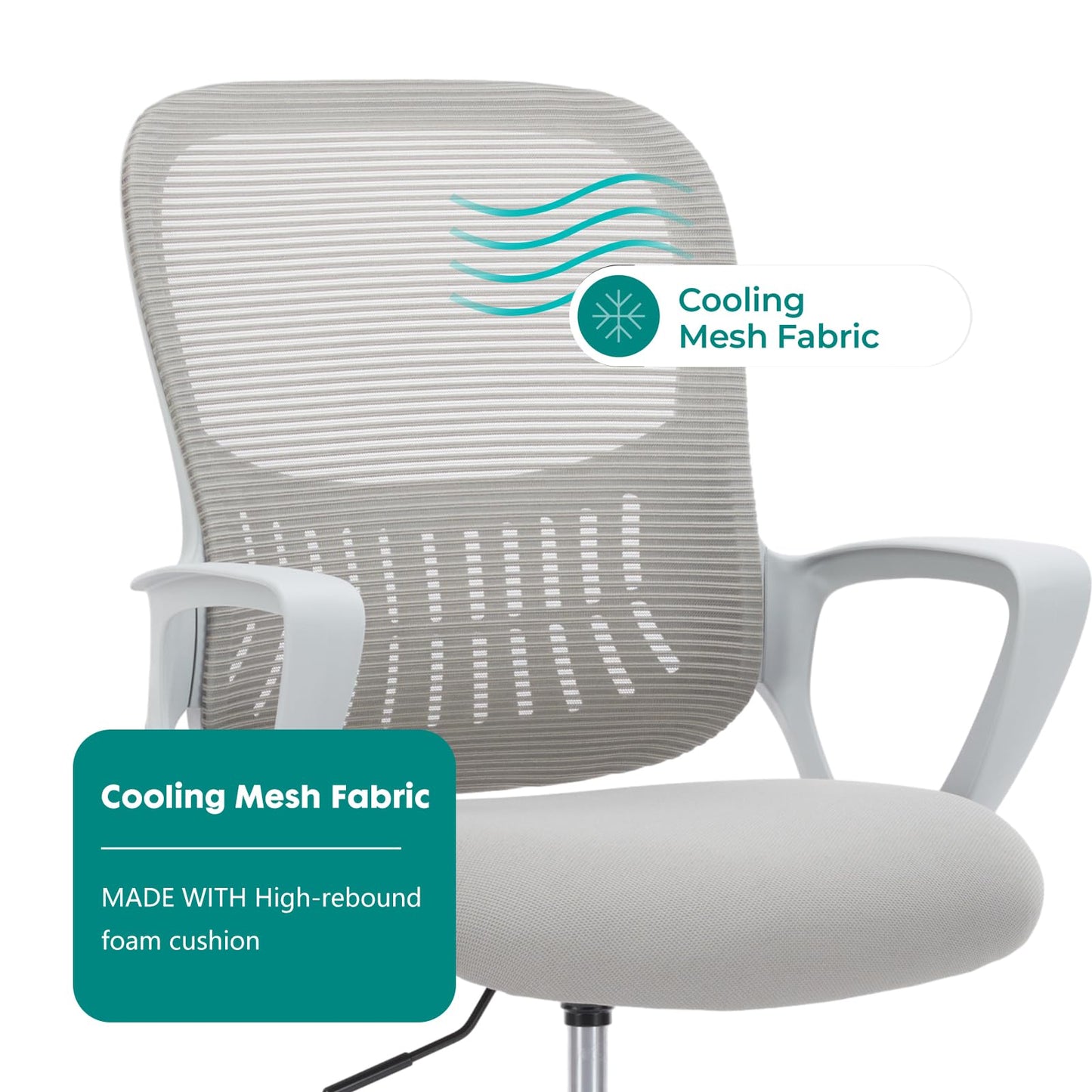 CONCETTA Ergonomic Office Home Desk Mesh Fixed Armrest
