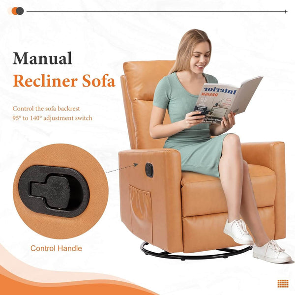 CONCETTA Rocking Chair Nursery, Swivel Rocker Recliner Chair, Nursery Rocking Chairs, Manual Upholstered Seating Recliner