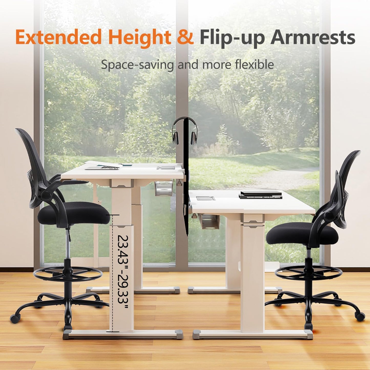CONCETTA Ergonomic Office Home Desk Mesh Fixed Armrest