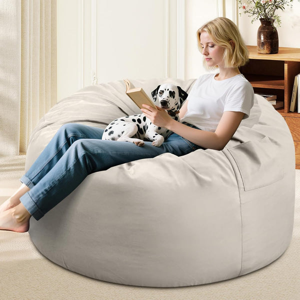 CONCETTA Memory Foam Bean Bag Sofa, Washable Velvet Outer Cover & Removable Inner Liner, Large Floor Sofa for Living Room Bedroom