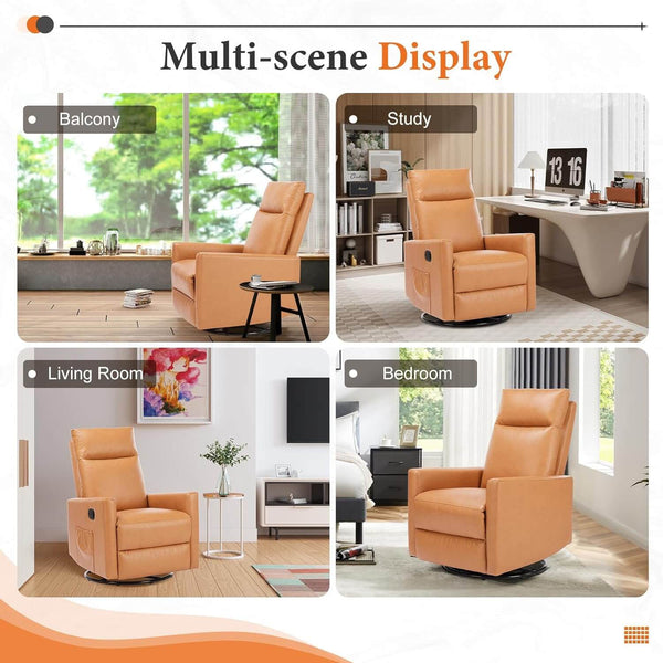 CONCETTA Rocking Chair Nursery, Swivel Rocker Recliner Chair, Nursery Rocking Chairs, Manual Upholstered Seating Recliner