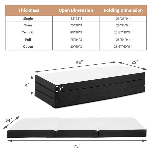 CONCETTA 4-Inch Foldable Memory Foam Camping Mattress