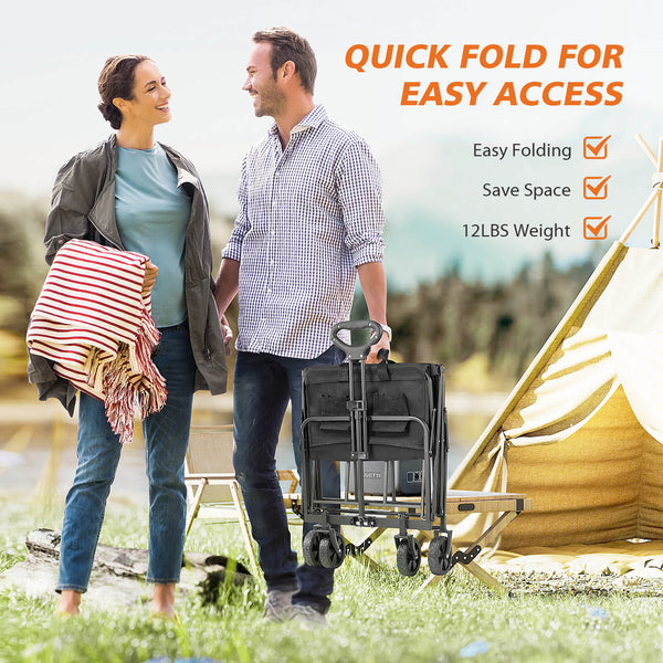 CONCETTA Wagons Carts Foldable with All-Terrain Wheels - foldable, extra large capacity, with drink holder, Suitable for Camping Sports Outdoor Activities
