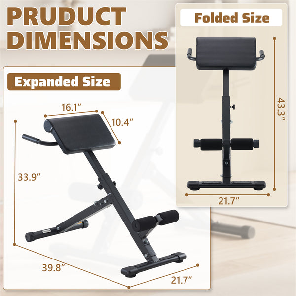 CONCETTA Roman Chair Hyperextension Bench, Adjustable Back Extension Machine with Foldable Design, Heavy Duty Frame for Glutes, Hamstrings & Core Workout