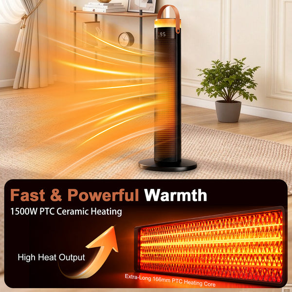 CONCETTA 25" Tower Space Heater,1500W Electric Heater with Remote,15H Timer,Child Lock,60° Oscillation,for Indoor, Living Room, Bedroom, Office & Home