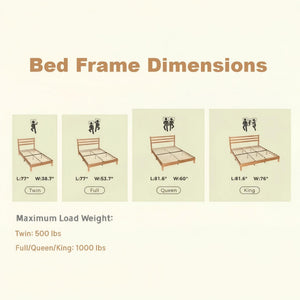 Wood Bed Frame with Headboard, Walnut Finish, Sturdy Slat Support, Ideal for Bedroom and Guest Room