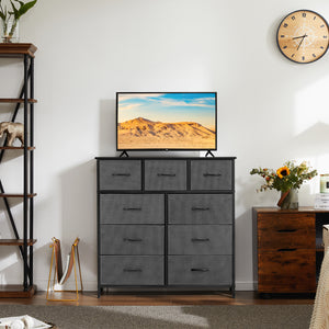 CONCETTA Dresser with 9 Drawers Chest of Closets for Bedroom, Fabric Storage Tower with Wooden Top