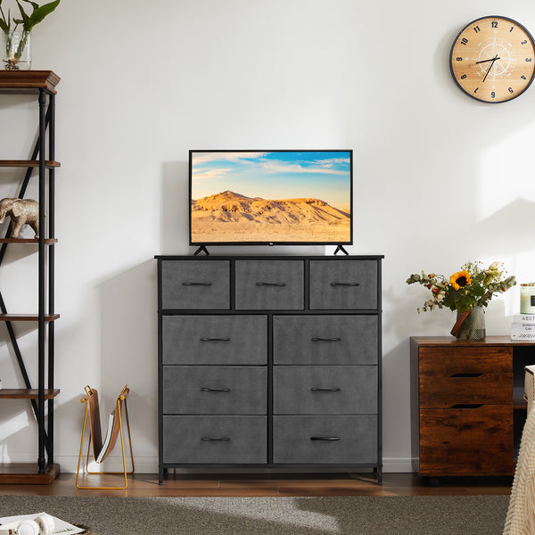 CONCETTA Dresser with 9 Drawers Chest of Closets for Bedroom, Fabric Storage Tower with Wooden Top