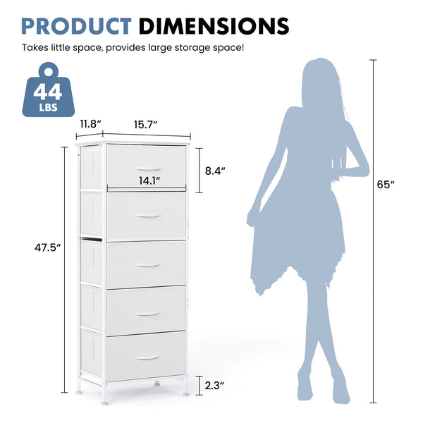 CONCETTA 5 fabric storage cabinet, TV stand, clothing storage, living room and bedroom, black, white, rust, gray