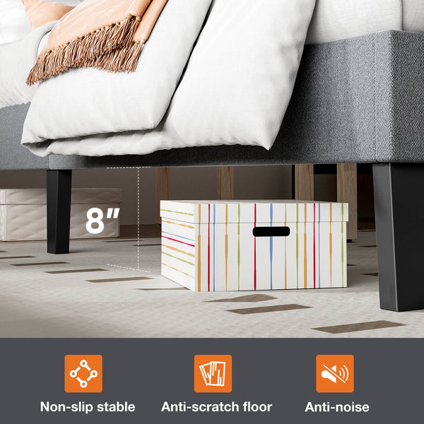 JOINSUN Platform Bed Frame with Headboard-No Box Spring Needed, Linen Upholstered Bed Frame with Wood Slats Support, Noise Free
