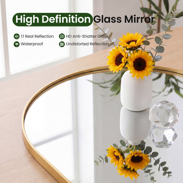 CONCETTA Arched Bathroom Mirror, Aluminum Alloy Framed for Wall, Vanity, Living Room, Bedroom, Entryway, Hallways