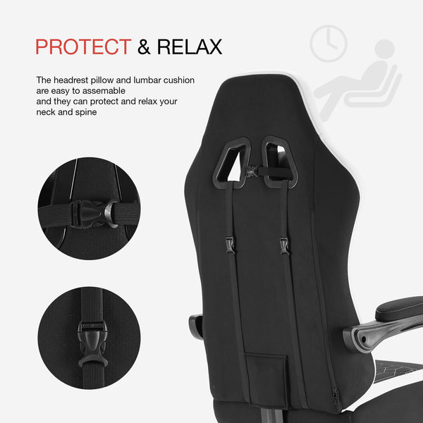 gaming chair, office chair with high backrest and computer chair, is an ergonomic adjustable rotating office chair. Available in black, white, khaki, pink and blue.