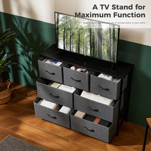 CONCETTA Dresser for Bedroom-with 7 Drawers, Chest Tower TV Stand,  Wooden Top for Living Room,  Bedroom, Closet