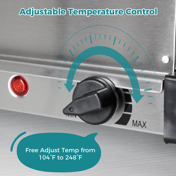SHOUFTW Stainless Steel Electric Warming Tray, Buffet Server with Adjustable Temperature Control, Food Warmer for Parties, Holidays & Catering.